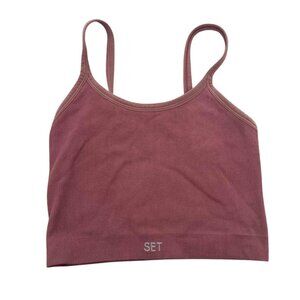 Burgundy seamless ribbed crop top Set active top has some light wear size small